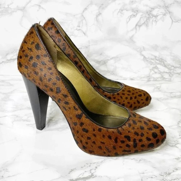 BANANA REPUBLIC‎ Calf Hair Leopard Almond Toe Heels Size 6 Mob Wife - Picture 3 of 6